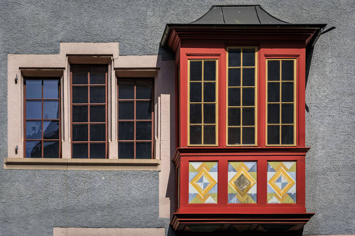 View of a wooden balcony