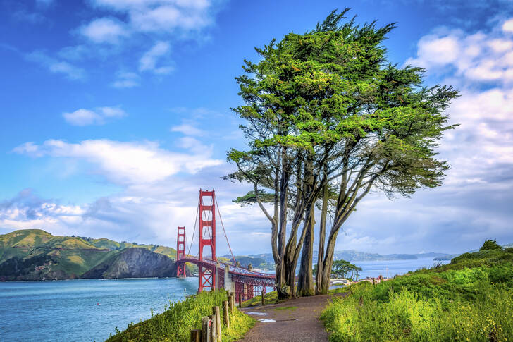 View of the Golden Gate Bridge in San Francisco