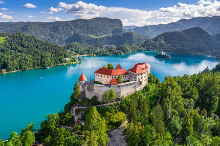 Aerial view of Bled Castle