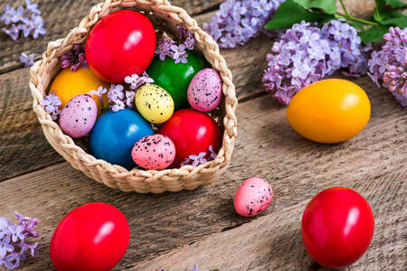 Easter eggs and lilacs