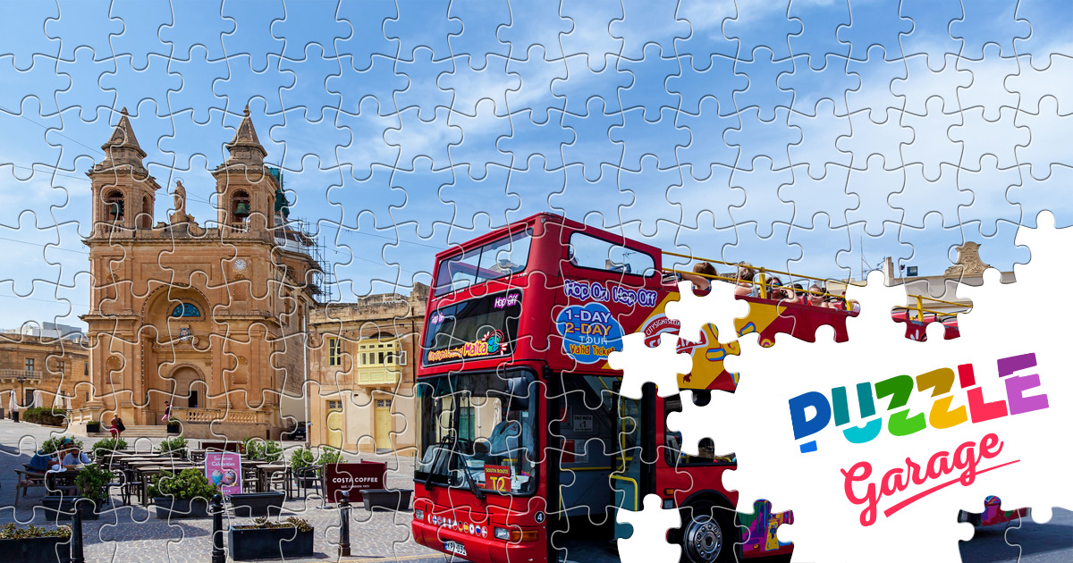 Tourist bus in Valletta Jigsaw Puzzle (Countries, Malta) Puzzle Garage