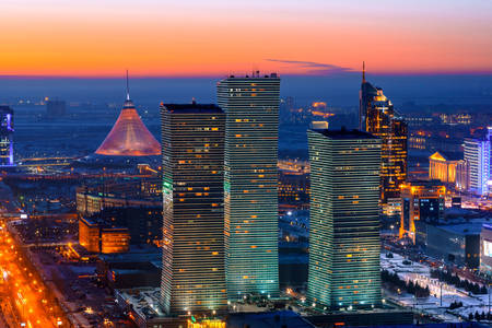 View of the evening Astana