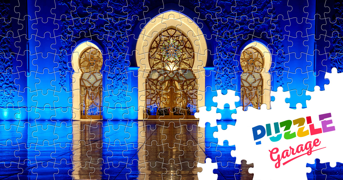 Sheikh Zayed Grand Mosque main gate Jigsaw Puzzle (Countries UAE