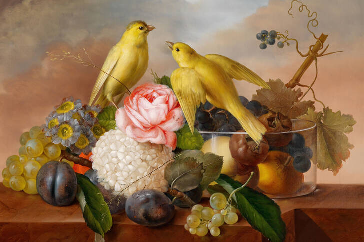 Still life with fruits and flowers