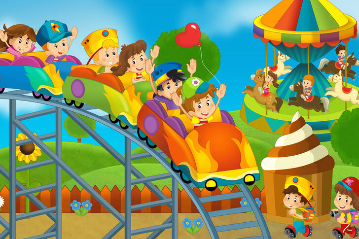 Children in the amusement park
