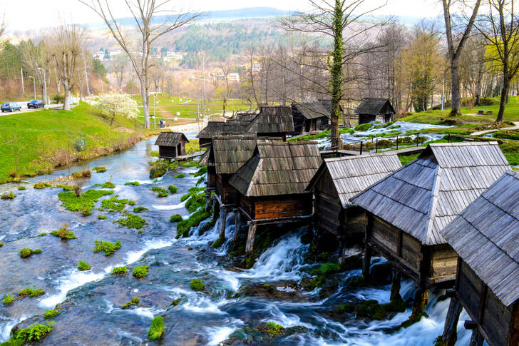 Wassermühlen in Jajce, Bosnien und Herzegowina