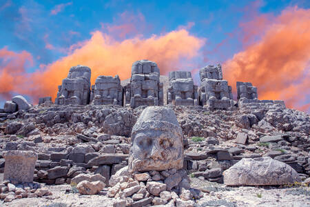Stone sculptures on Mount Nemrut-Dag