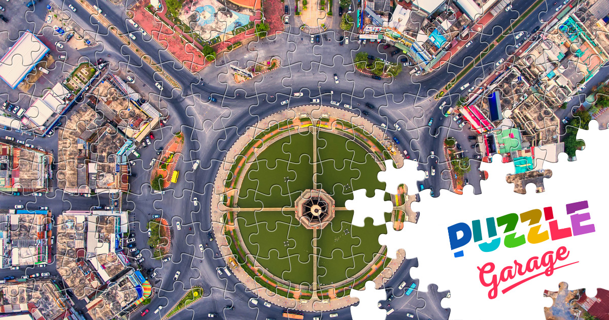 Top view of the road junction Jigsaw Puzzle (Architecture, Roads