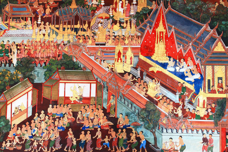 Traditional Thai wall painting