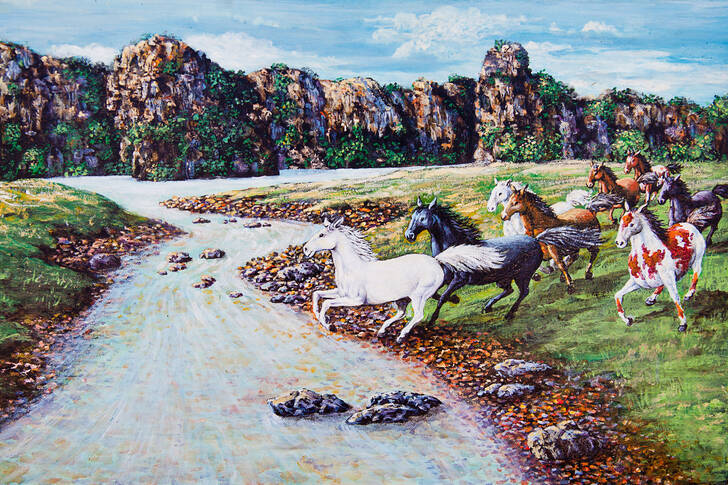 Horses by the stream