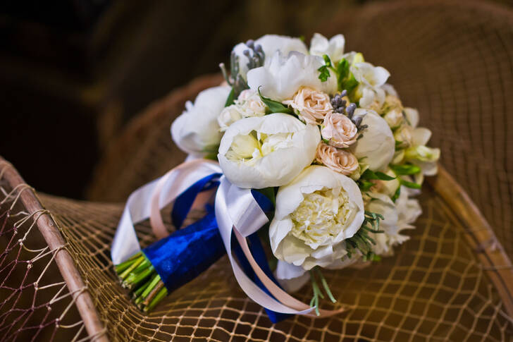 Wedding bouquet with peonies