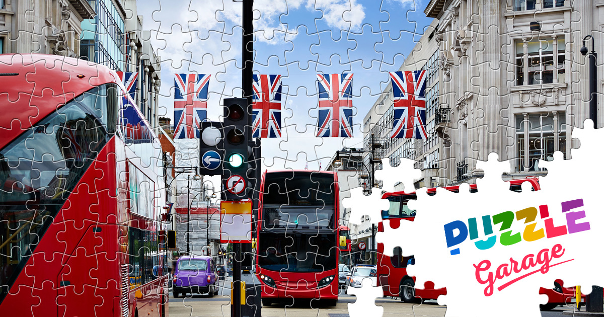 Buses on the streets of London Jigsaw Puzzle (Countries, Great Britain