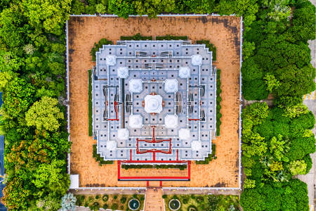 Top view of Wat Asokaram temple