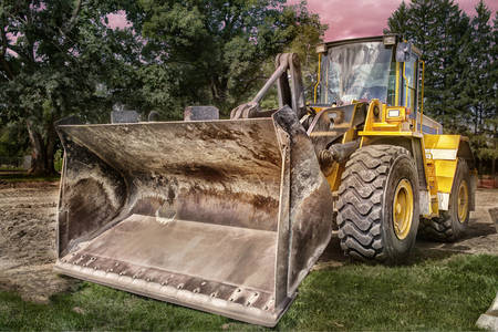 Tractor with bulldozer equipment