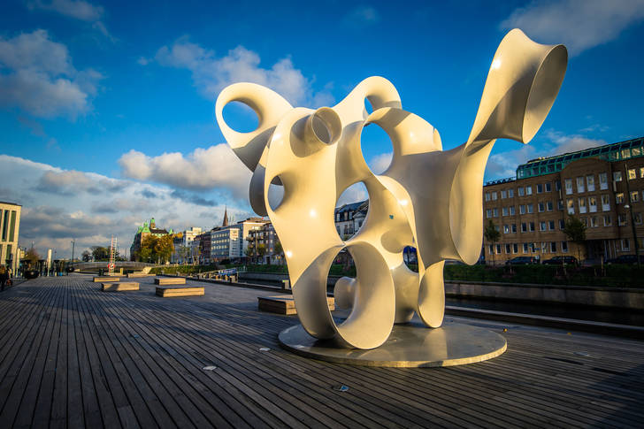 Contemporary sculpture in the center of Malmö