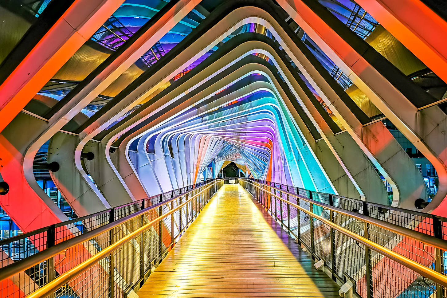 Pedestrian bridge in the center of Jakarta Jigsaw Puzzle (Countries