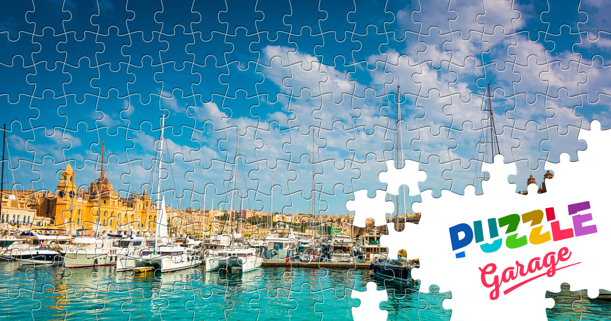 Yachts at the pier in Birgu Jigsaw Puzzle (Countries, Malta) Puzzle