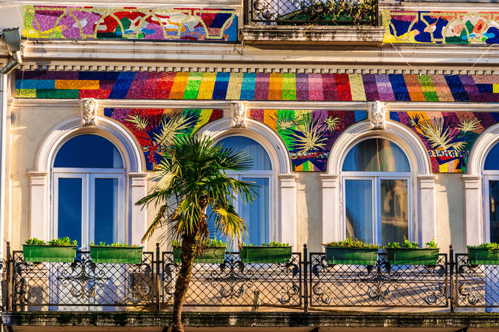 Colorful facade of a house in Batumi