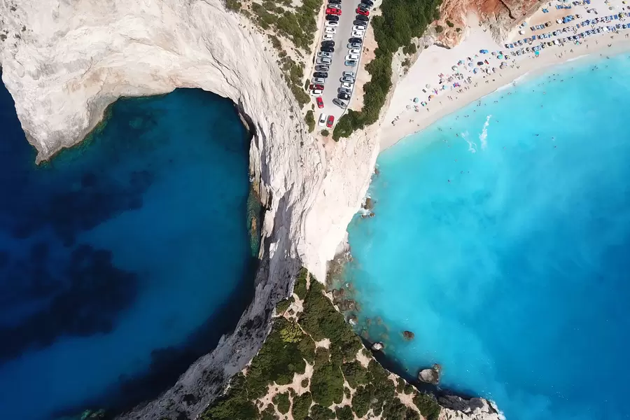 Luchtfoto van het strand van Porto Katsiki
