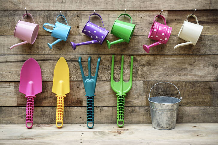 Colorful garden tools