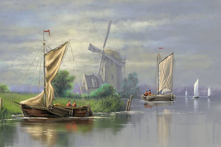 Barche a vela sul fiume