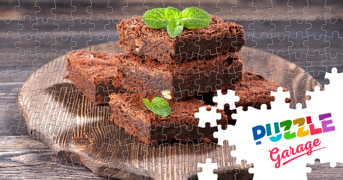 Brownie on a wooden board Jigsaw Puzzle (Home, Food) Puzzle Garage
