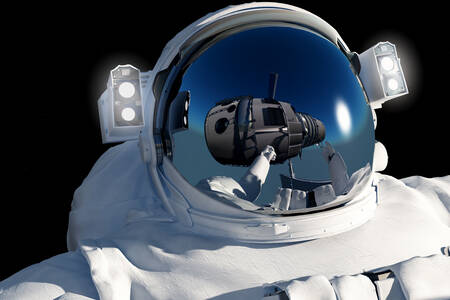 Astronaut na čiernom pozadí