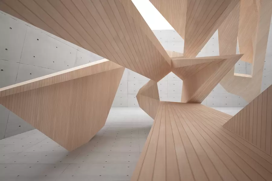 3D-abstractie: houten figuren