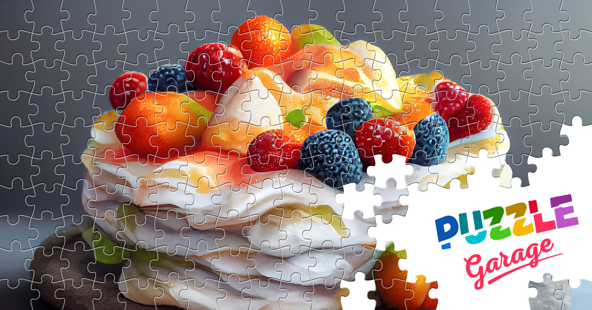 Meringue cake with berries Jigsaw Puzzle (Home, Food) Puzzle Garage