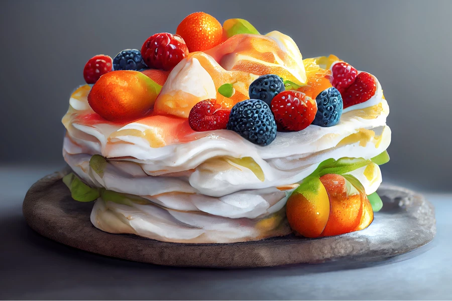 Meringuecake met bessen