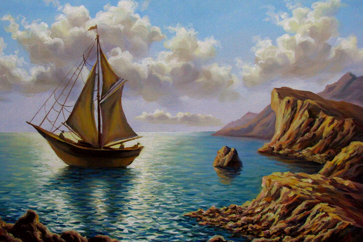 Paesaggio con barca a vela