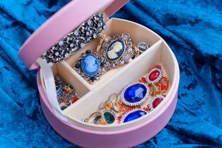 Box with vintage jewelry