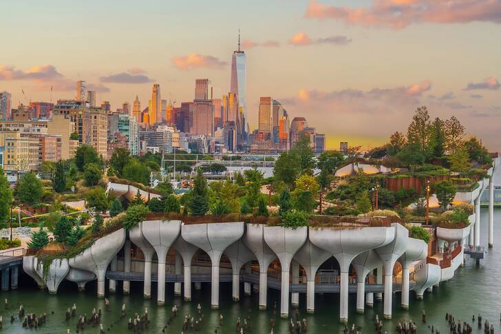 Little Island Park and Manhattan downtown