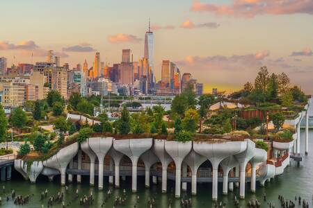 Little Island Park og centrum af Manhattan