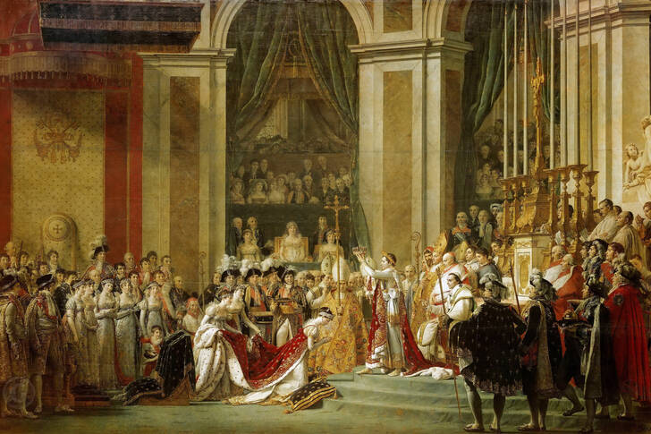 Jacques-Louis David: Korunovace císaře Napoleona I. a císařovny Josefíny v katedrále Notre Dame