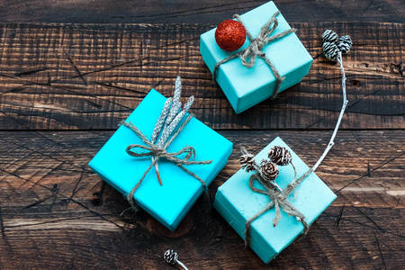 Christmas gifts in blue