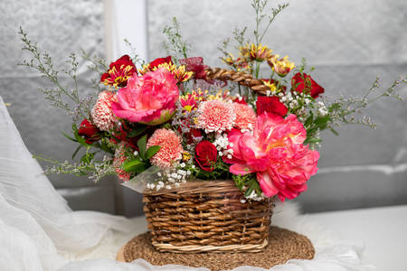 Flower arrangement with peonies