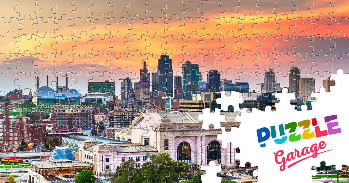 Kansas City at sunset Jigsaw Puzzle (Countries, USA) Puzzle Garage