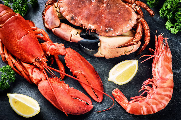 Crab, shrimp and lobster