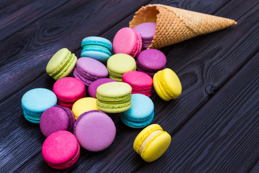 Macaron és gofri kúp