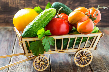 Grönsaker i en vagn