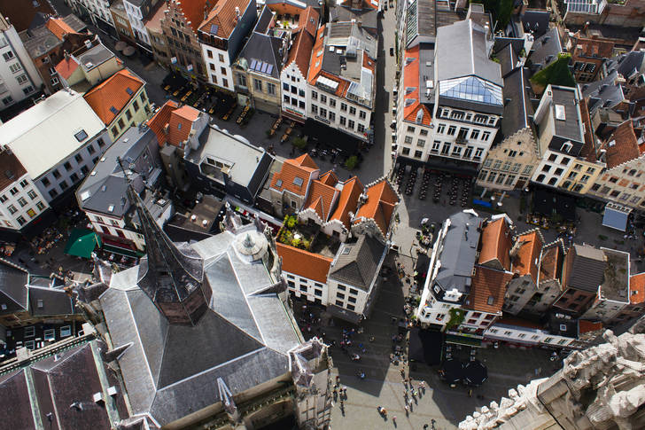 Roofs of the port city of Antwerp
