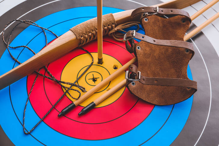 Bow and arrows on target