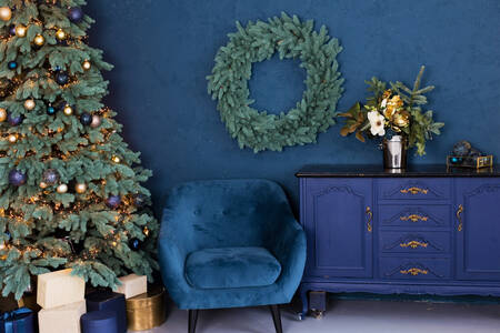 غرفة معيشة داخلية لعيد الميلاد