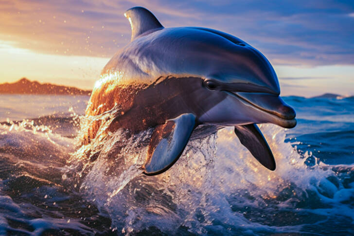 Delfin mod solnedgangen