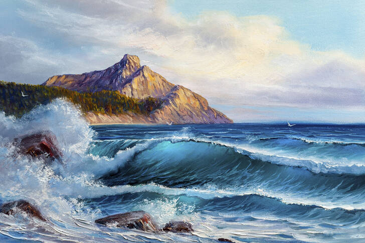 Vagues de la mer sur la côte