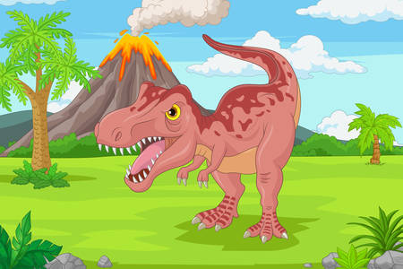 Tyranozaur na wulkanie