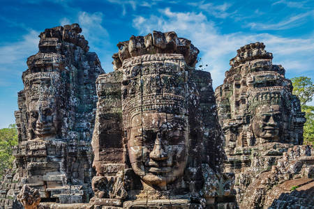 Stone statues in Angkor Thom