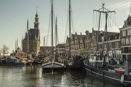 Harbor in the city of Hoorn