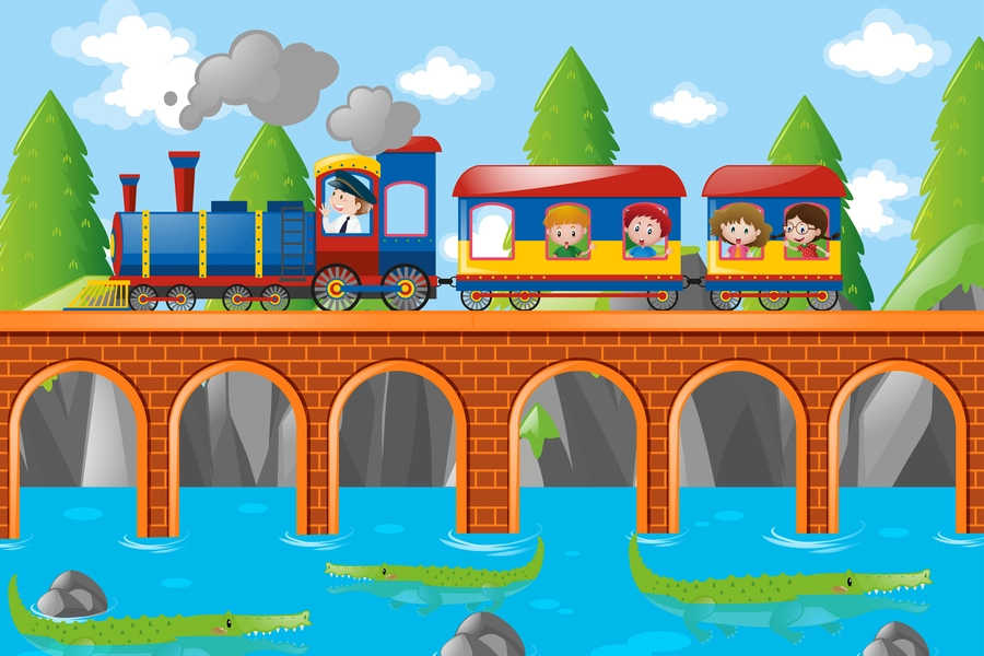 Les enfants prennent le train